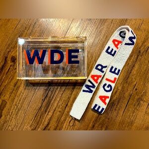 CUSTOM CLEAR ACRYLIC AUBURN TIGERS WDE GAME DAY BAG WITH BEADED WAR EAGLE STRAP